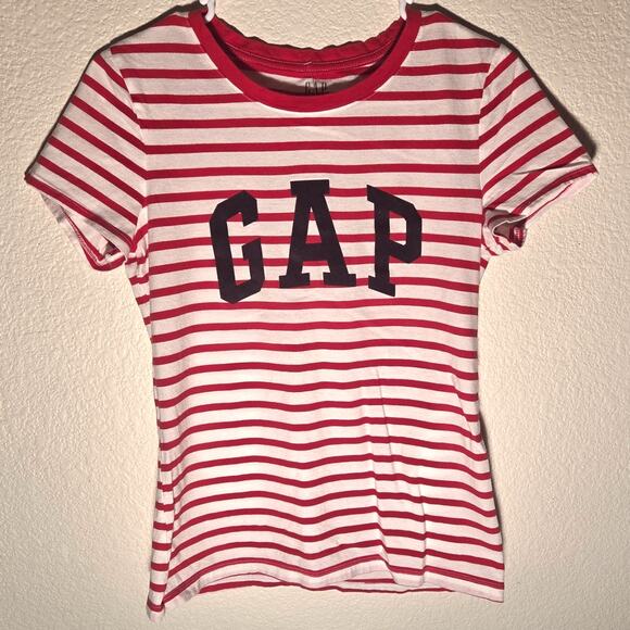 Gap Women's Small White and Red Striped T-Shirt - Picture 2 of 5
